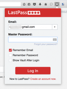 LastPass Login Screen - Screen Capture